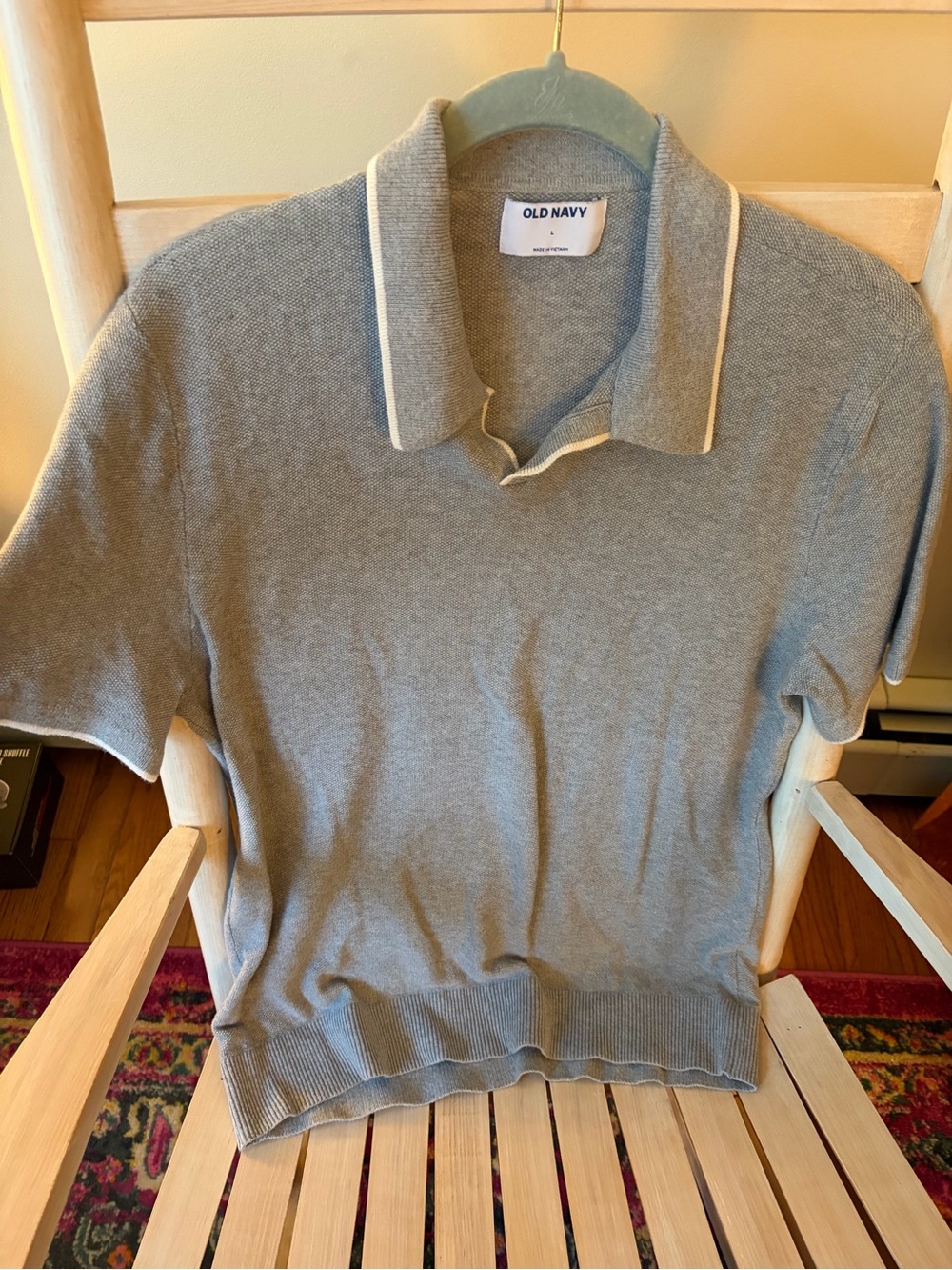 Old Navy Grey Knit Polo with White Trim